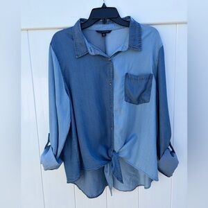 Zac & Rachel Light Blue Denim-Style Button Shirt Relax Pure 100% Lyocell,Size XL